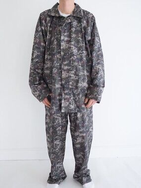 Mossi Grey Digital Camo Waterproof Rain Jacket Outdoor Hunting Fishing Coat 2XL